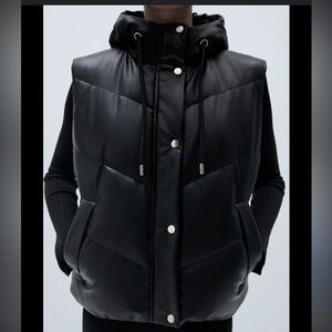 Zara leather puffer vest